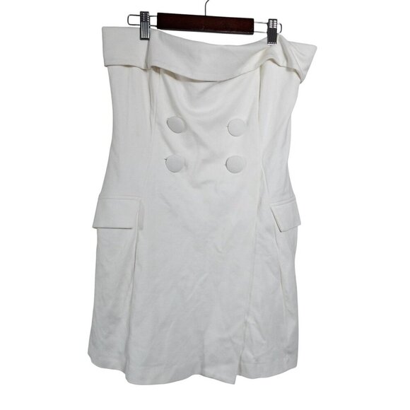 Anthropologie BHLDN Strapless Tuxedo Mini Dress White Bridal SZ M Casual Wedding - Picture 4 of 14